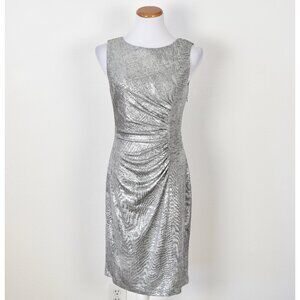 Calvin Klein Metallic Silver Formal Sheath Dress - 6